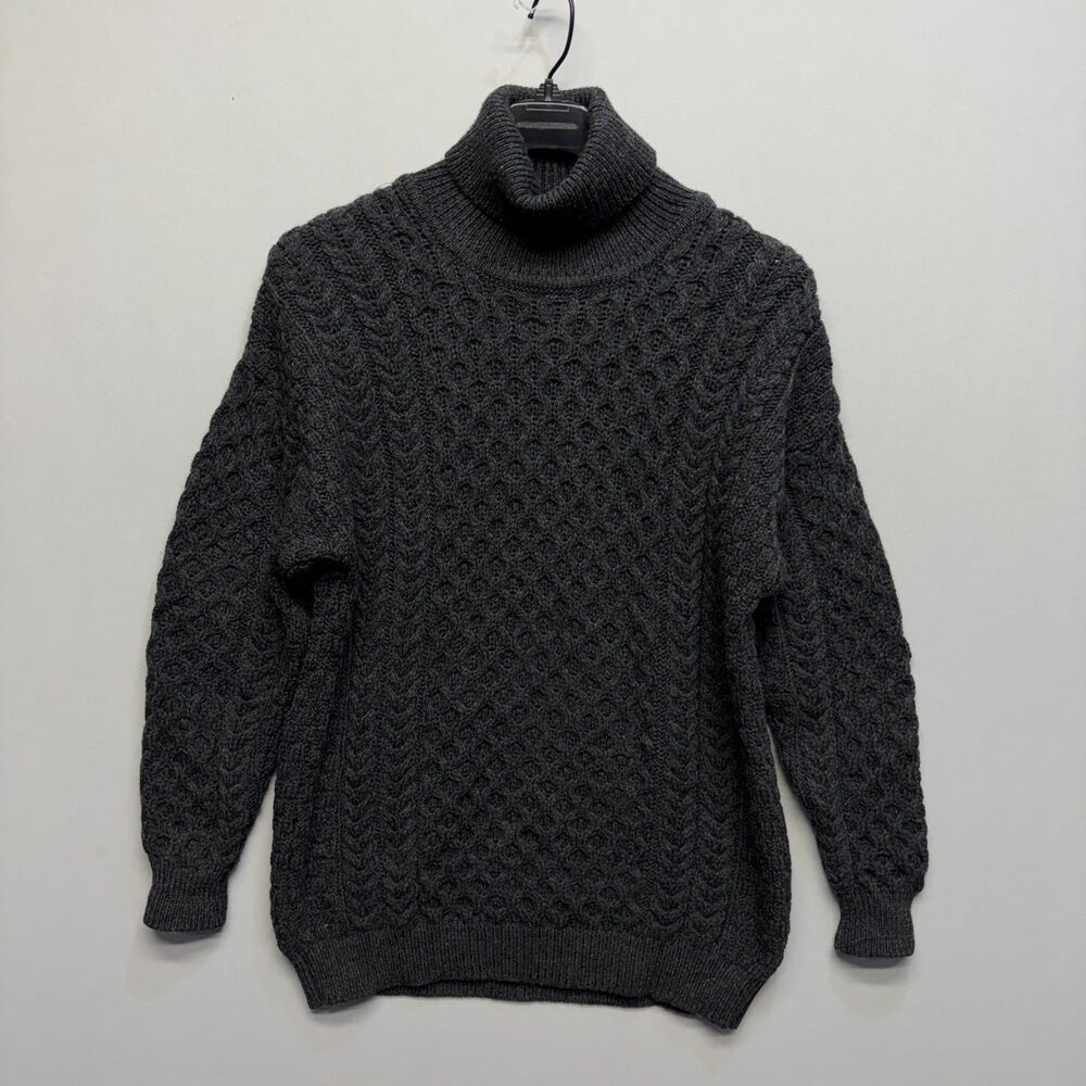 Aran Crafts 100% Wool Merino Polo Neck Unisex Sweater Size Large D114 -14